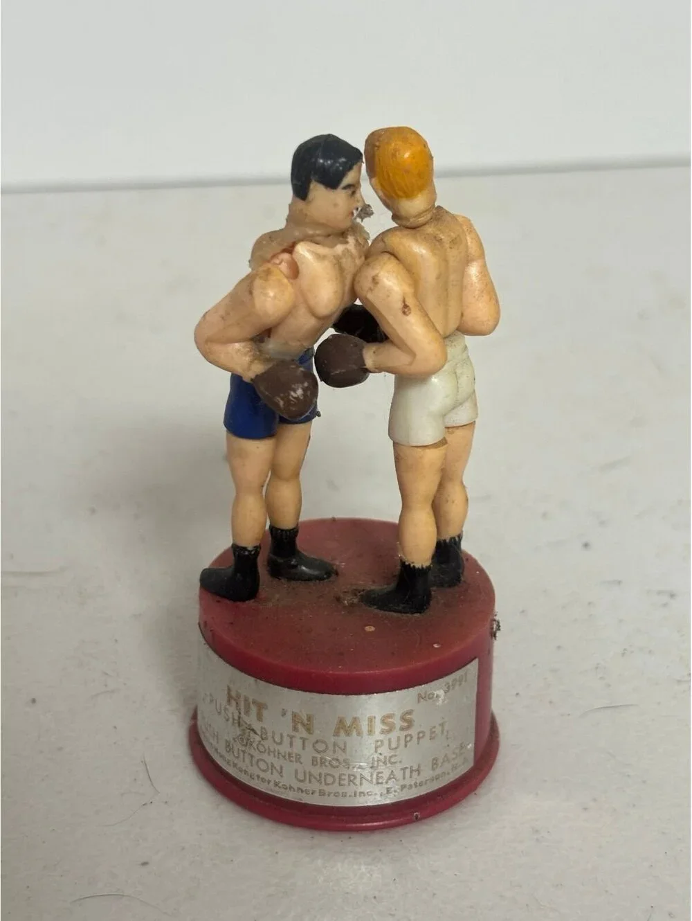 Vintage Kohner Bros Hit N Miss Push Button Puppet Boxing Boxer Hong Kong Sticker